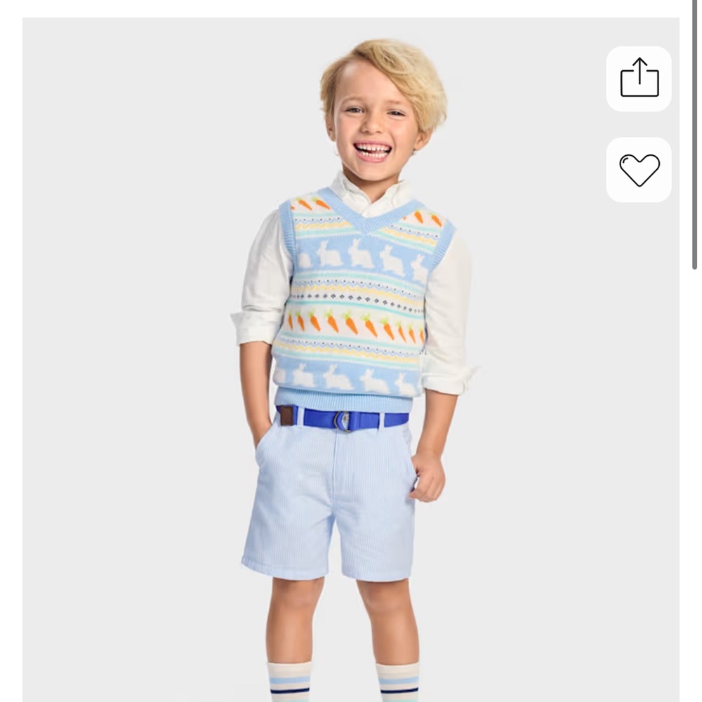Boys Light Blue Bunny Fair Isle Sweater Vest, size 8